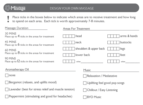 design your own massage form